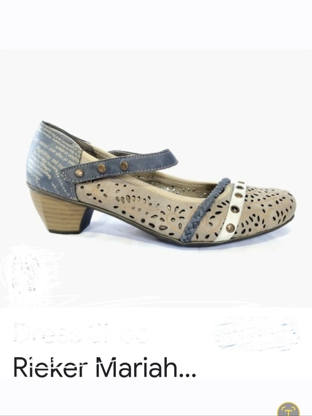 Rieker Mariah Leather Antistress Comfort Maryjane Heel GRAY  Straps Sz 41 EU 9.5